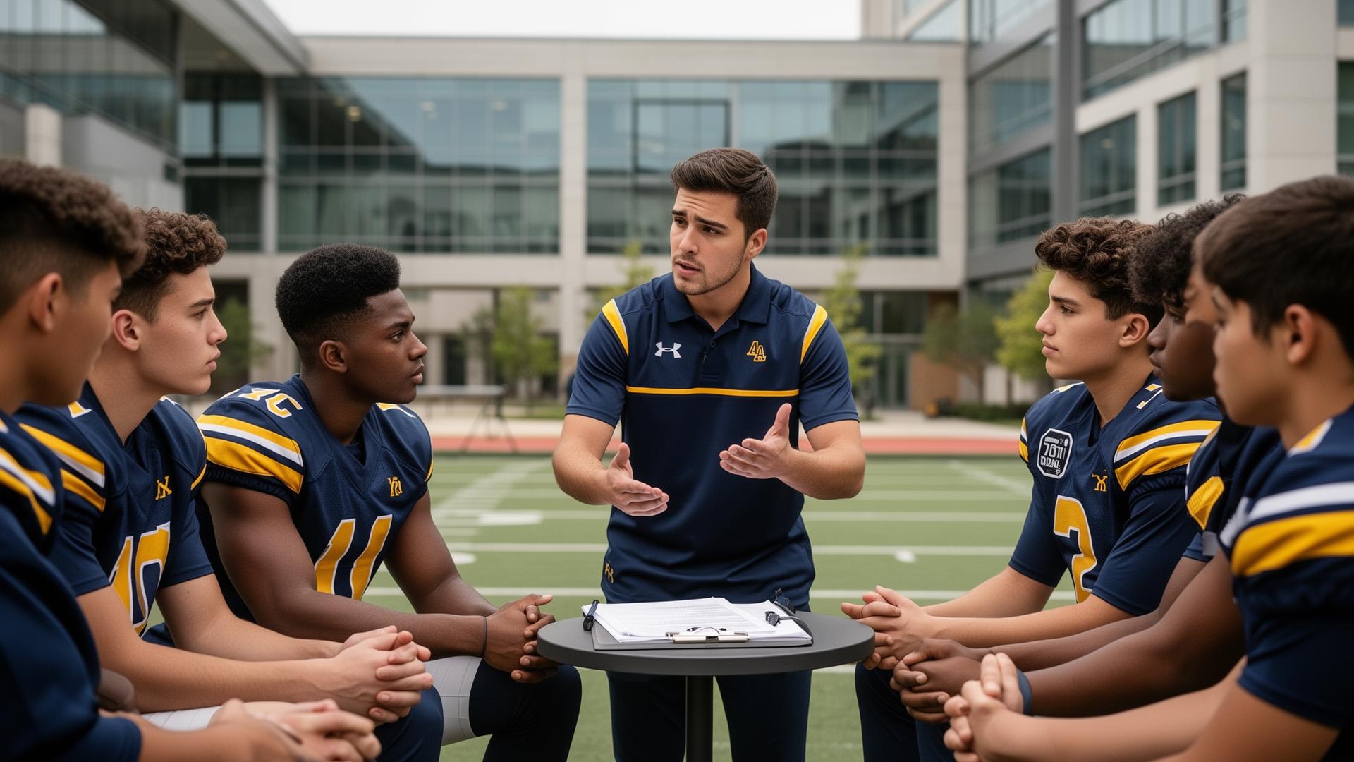 VoetbalMentor™ Mateo in 1 op 1 gesprek met een student-athlete
