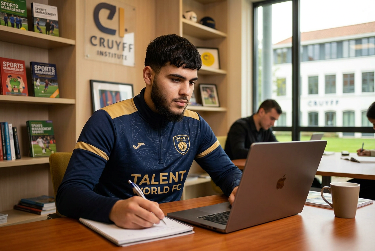 Student aan het werk in studieomgeving