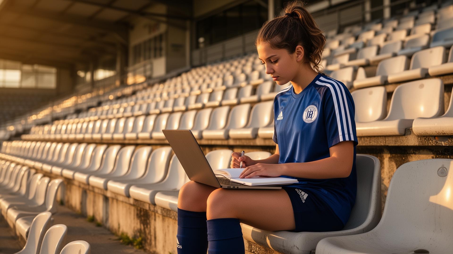 Voetballer studeert op de tribune